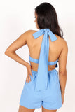 Nelda Halter Romper Blue