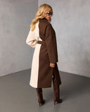 Amaranta Belted Colorblock Wool Coat
