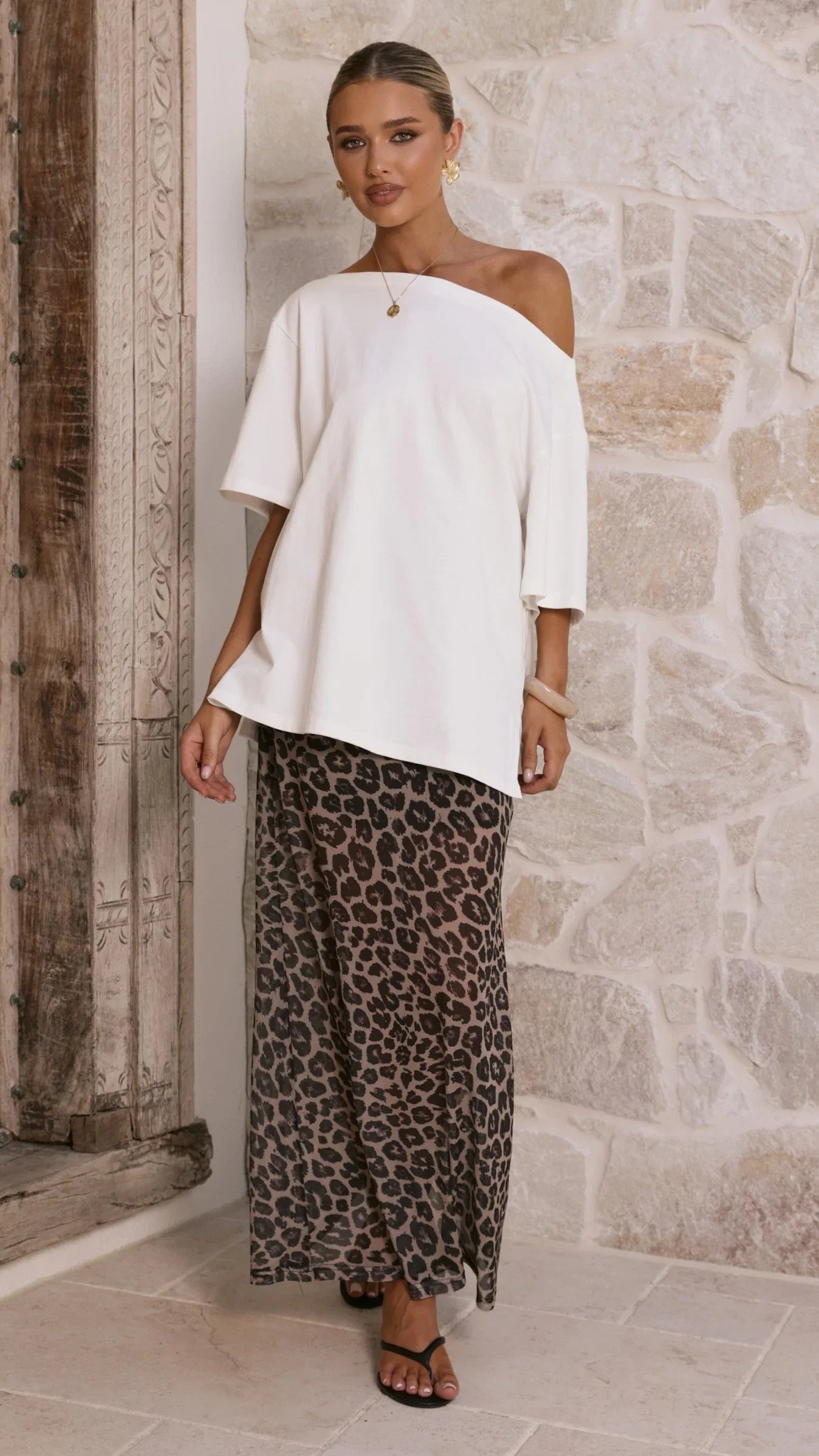 Onella Semi Sheer Maxi Skirt Leopard Print