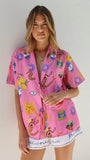 Dayana Tie Up Shirt and Shorts Set Greek Island Print