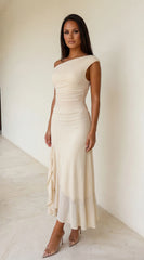 Ascent Off Shoulder Maxi Dress Butter Yellow