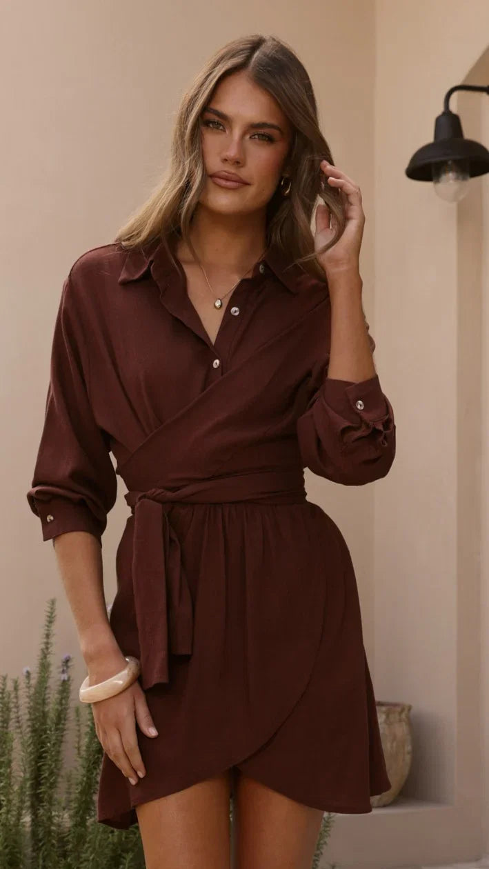 Zaida Shirt Mini Dress Chocolate
