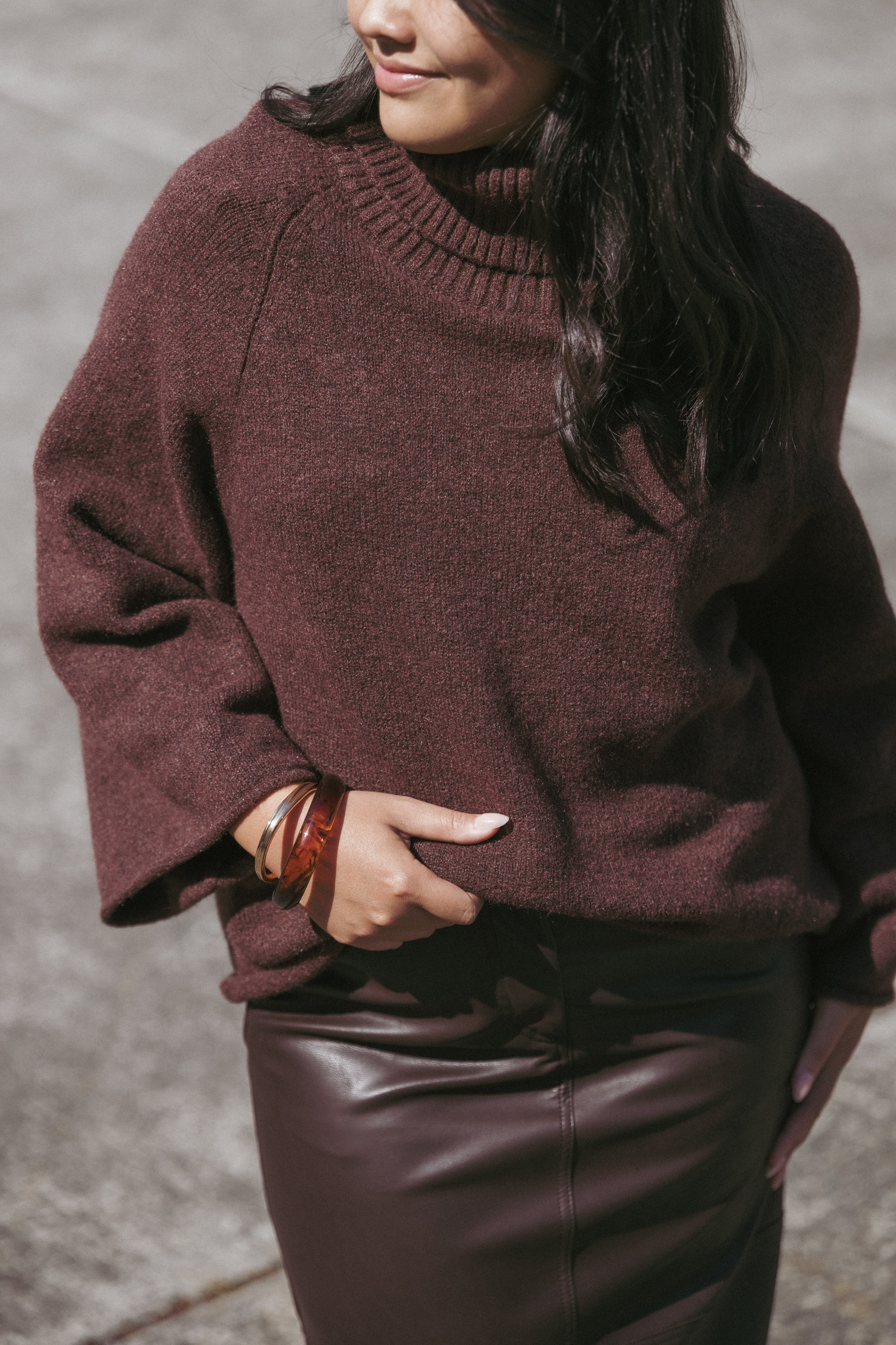 Bindy Cowlneck Knit Sweater Brown