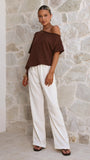 Blair Off Shoulder Tee Chocolate