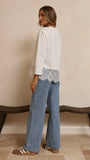 Alina Lace Trim Top White
