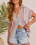 Palmelle Striped Button Down Top