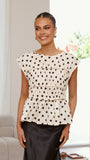 Kienna Top Cream Black Polka Dot