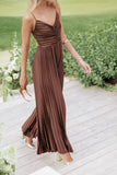 Angelique Pleated Jumpsuit Chocolate Brown