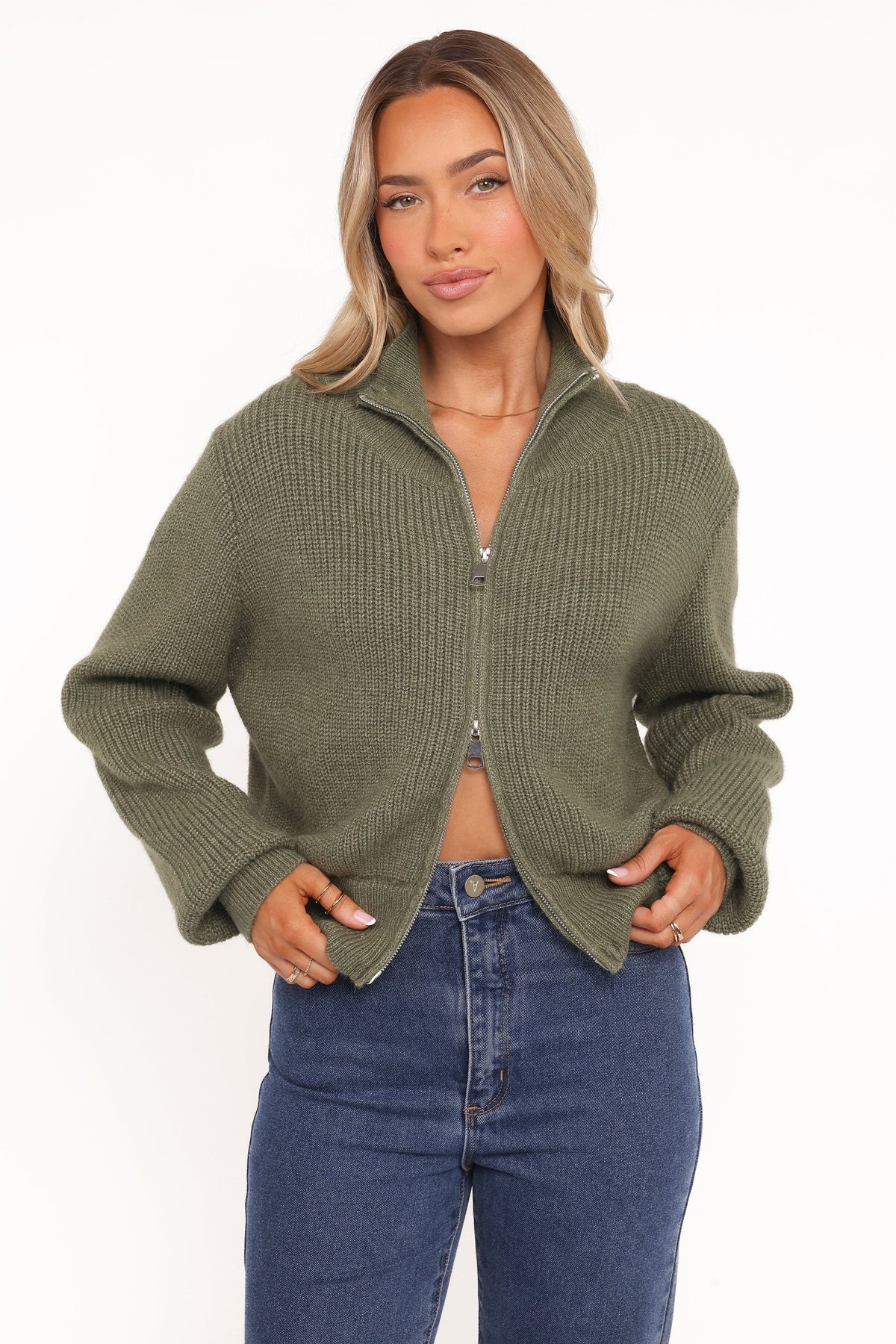 Kourtney Zip Cardigan Olive