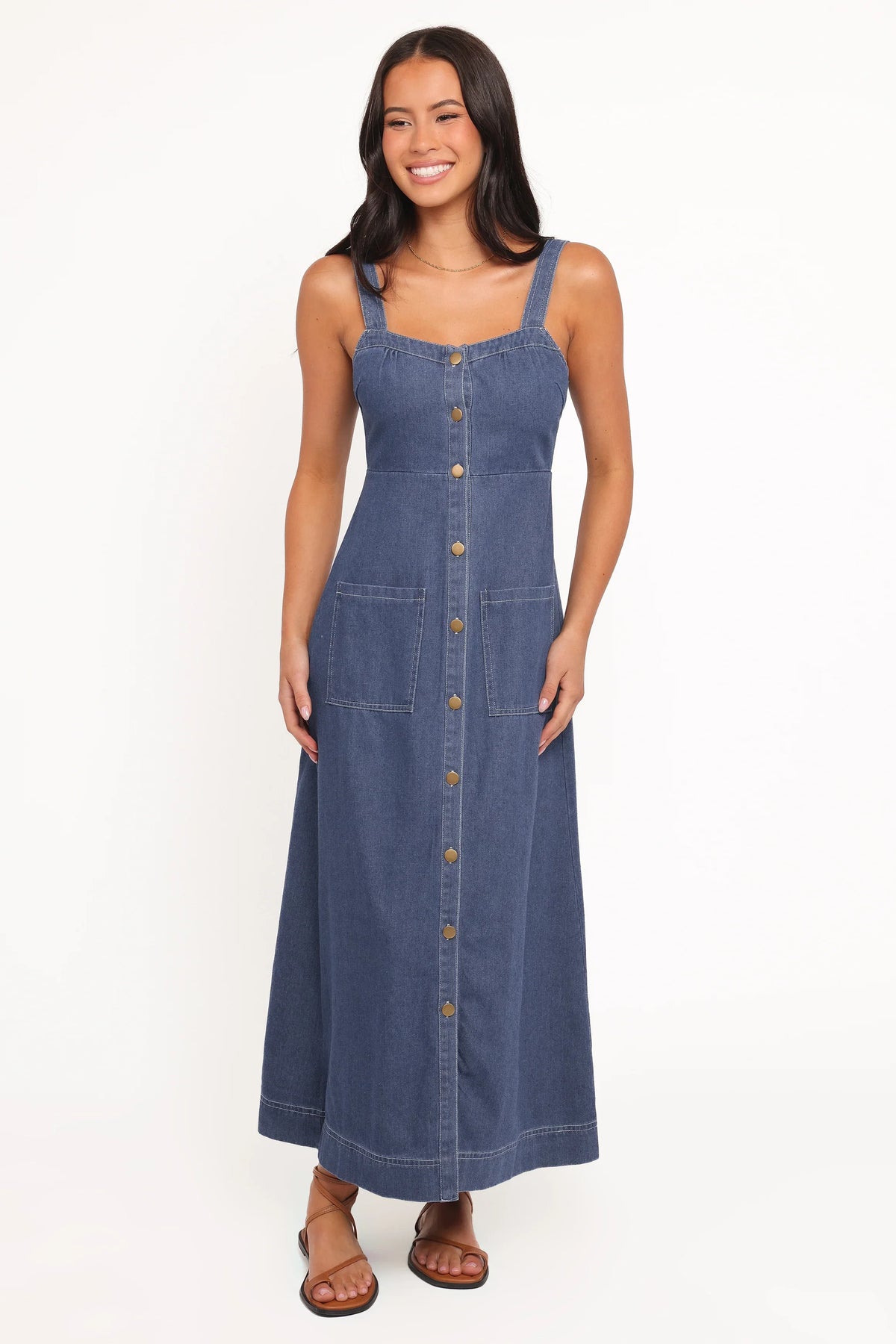 Bettie Midi Dress Mid Blue Denim