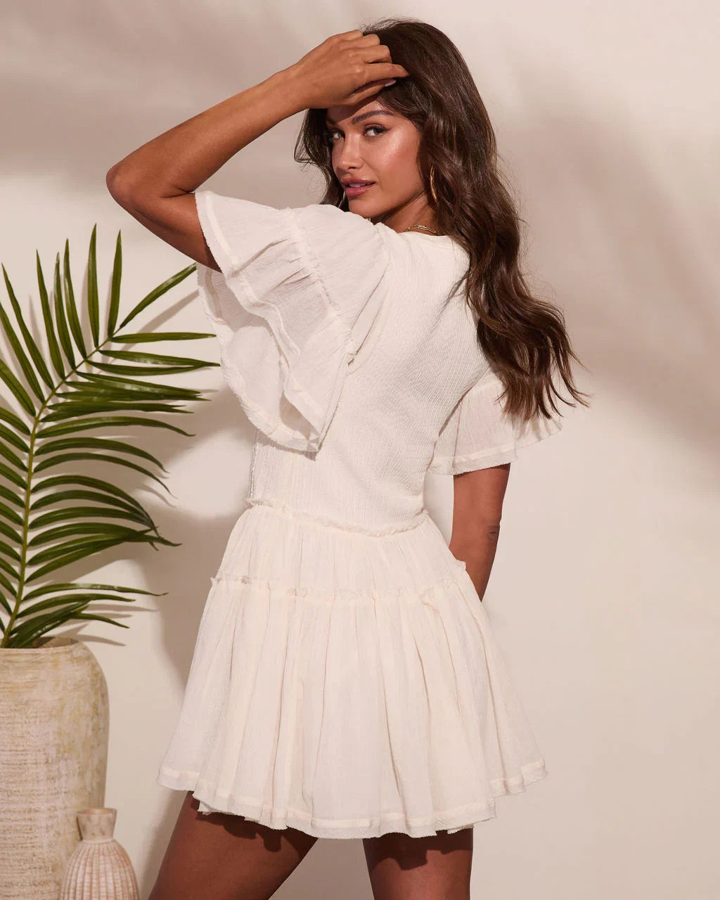 Honey Meadow Cotton Ruffle Knit Mini Dress