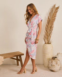 Glinda Wrap Tie Floral Midi Shirt Dress