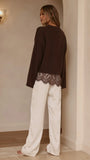 Kylan Lace Trim Sweater Brown