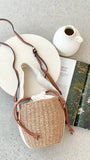 Cleo Woven Bucket Handbag Natural Tan