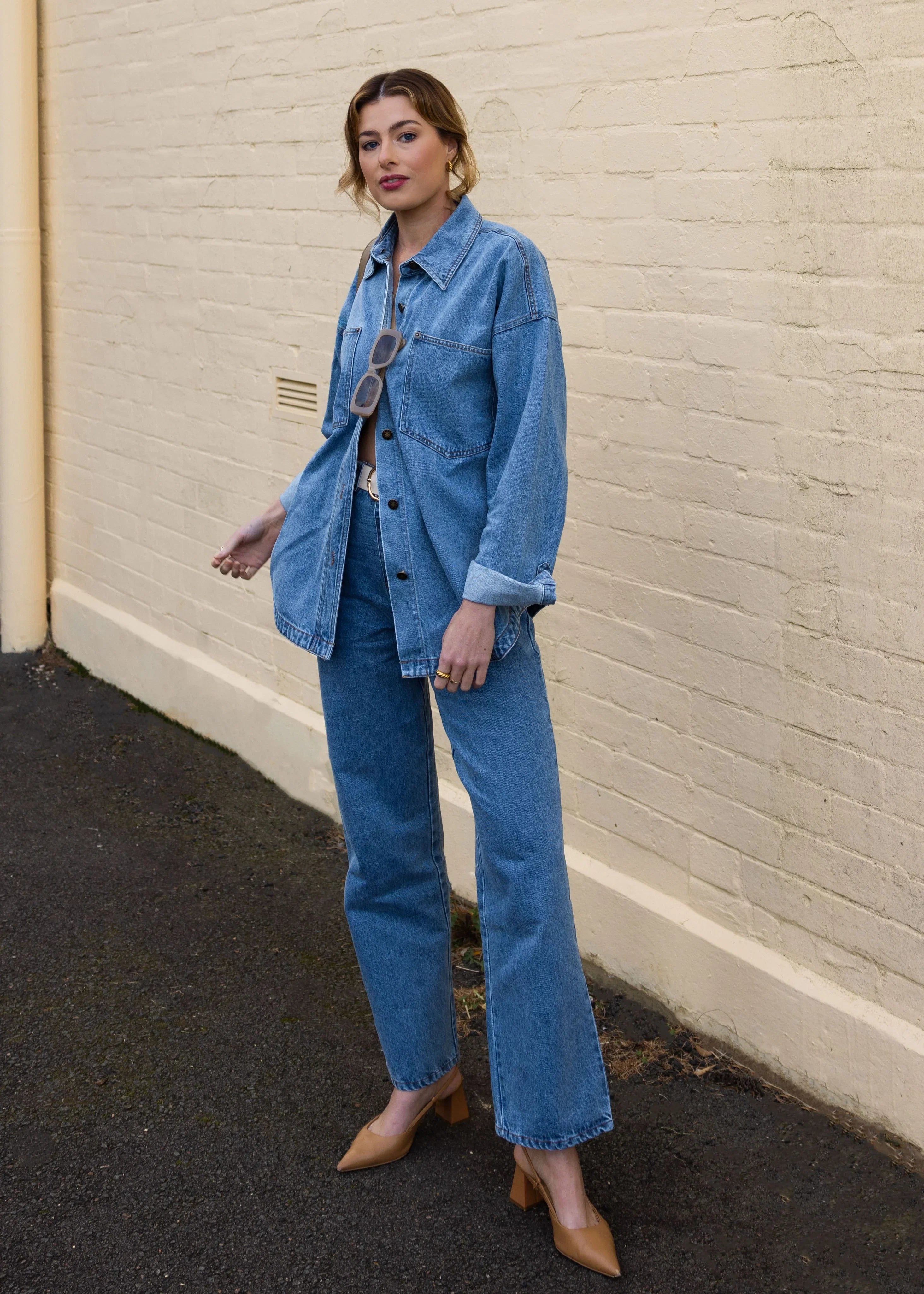 Zaeli Denim Oversized Shirt Mid Blue