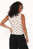 Zoie Tie Front Vest Cream Polka Dot