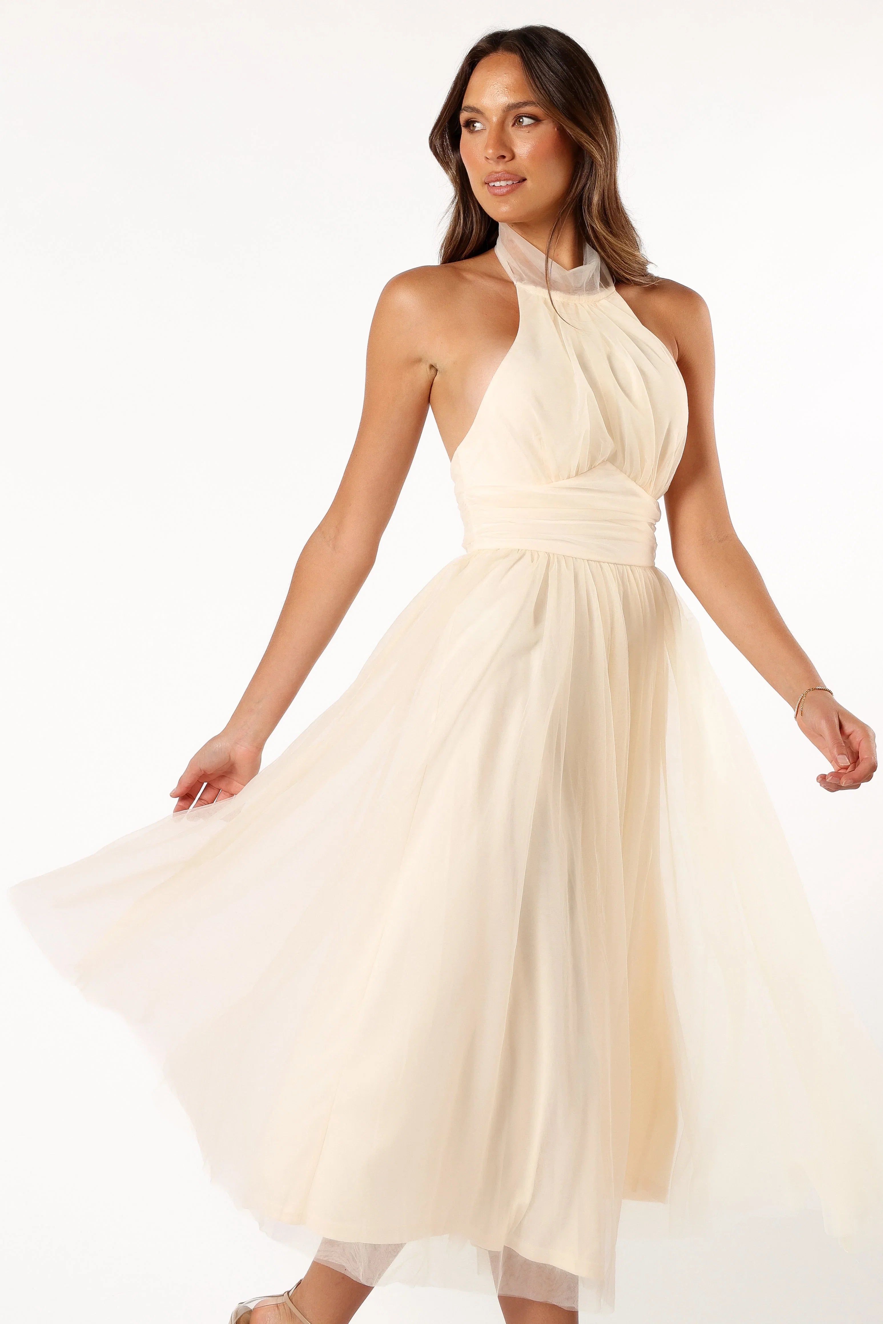 Aletta Halterneck Midi Dress Cream