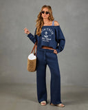 Montauk Social Club Graphic Off the Shoulder Sweatshirt