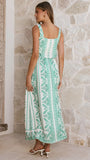 Jasmine Maxi Skirt Green Aztec