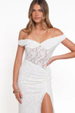 Pascha Off Shoulder Lace Maxi Dress White