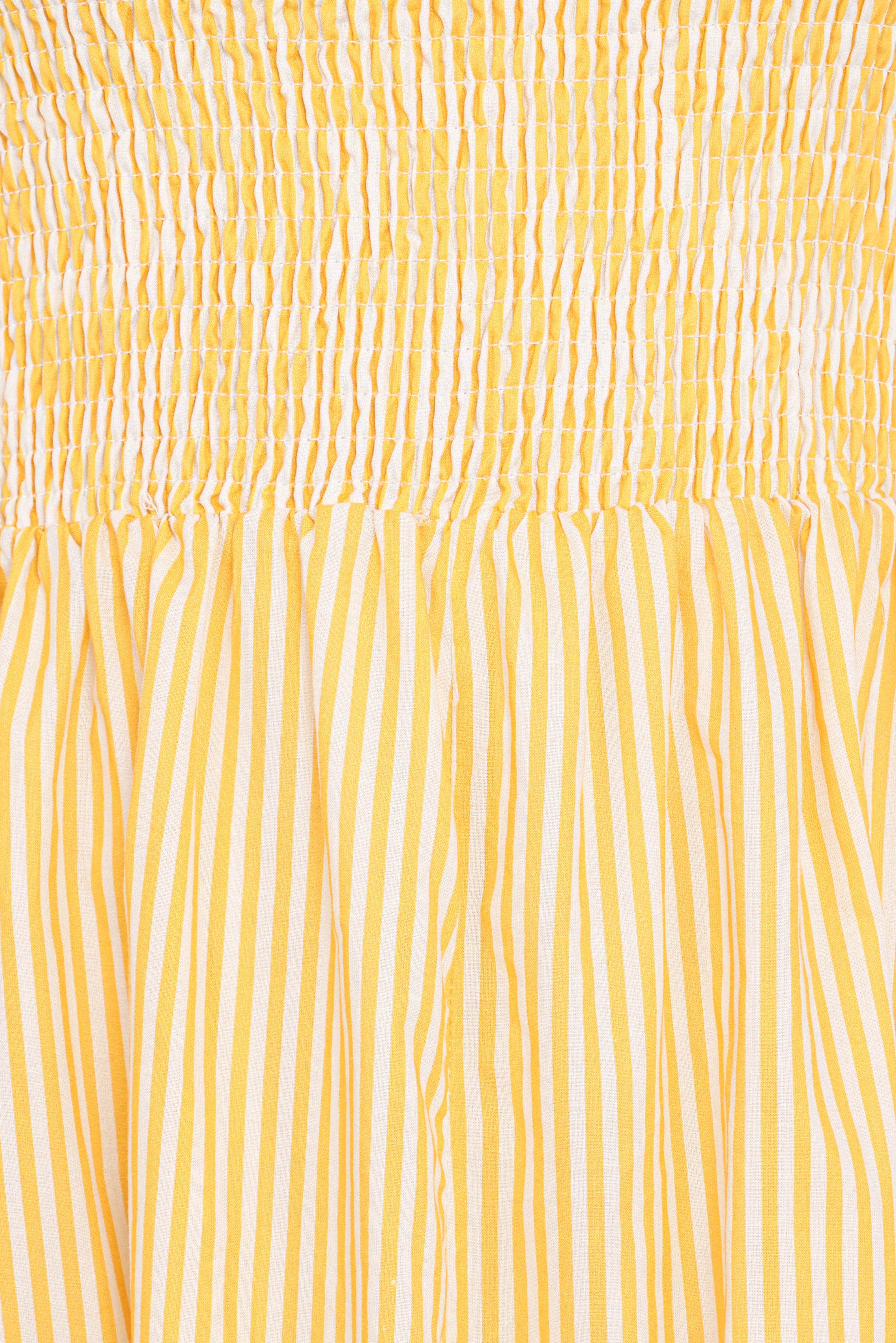 Aviva Smocked Midi Dress Mango Stripe