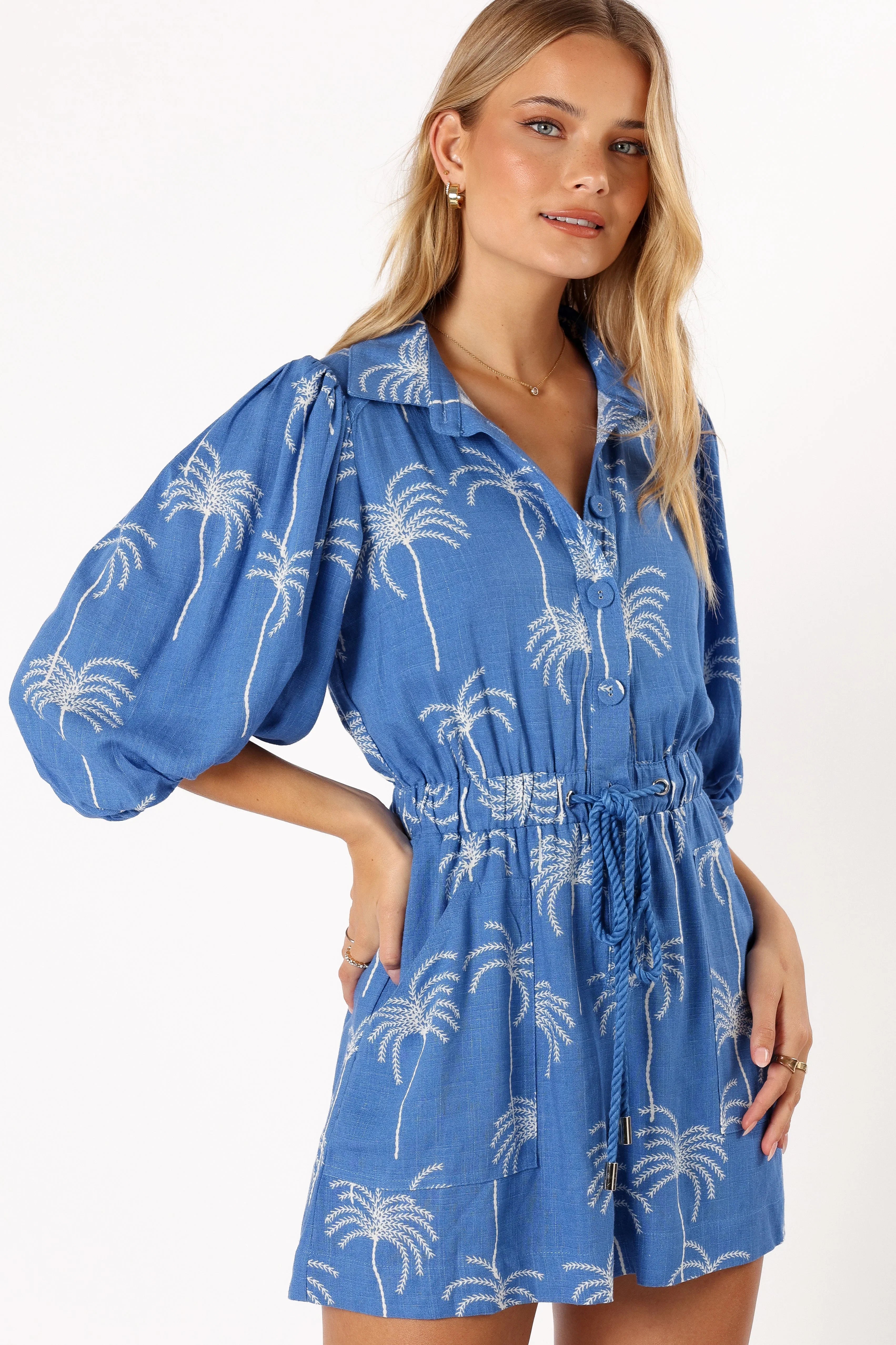 Gina Romper Blue Print