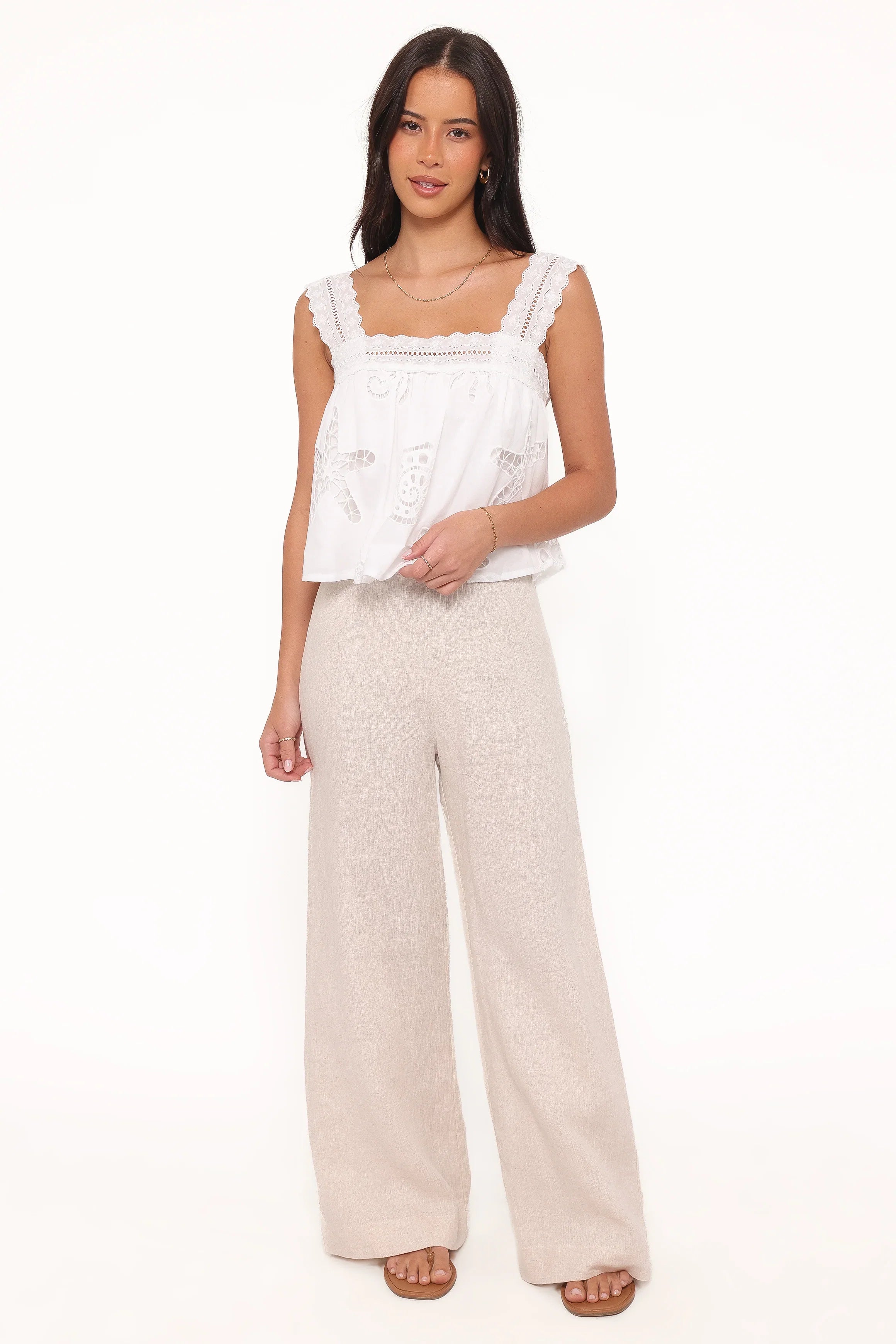 Aideen Eyelet Top White Shell