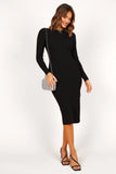 Louise Scoop Back Embellished Midi Dress Black