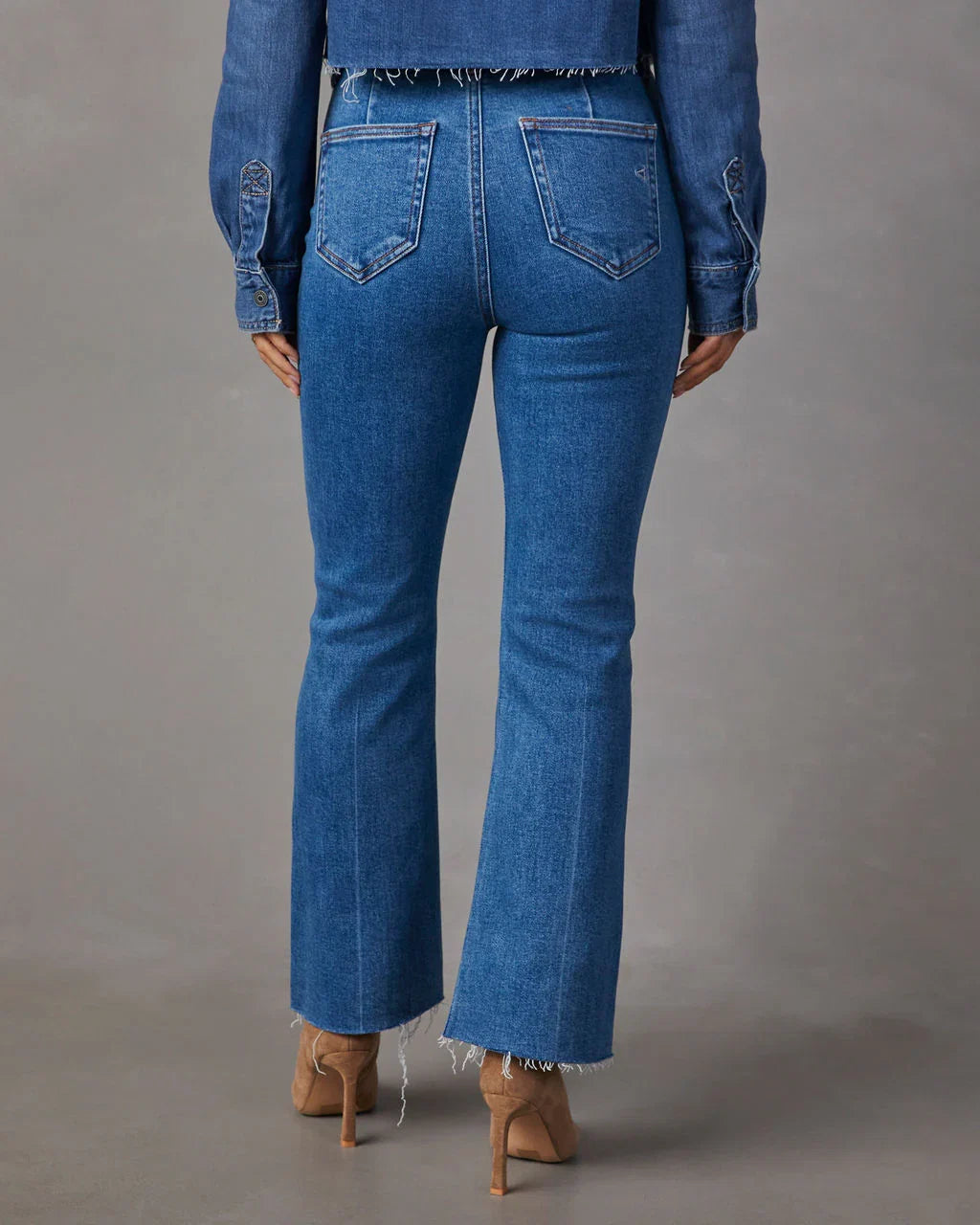 Casual Times Super Stretch High Rise Flare Cropped Jeans