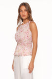 Limona Peplum Top Blurred Pink Floral