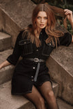 Hailey Denim Mini Dress Black