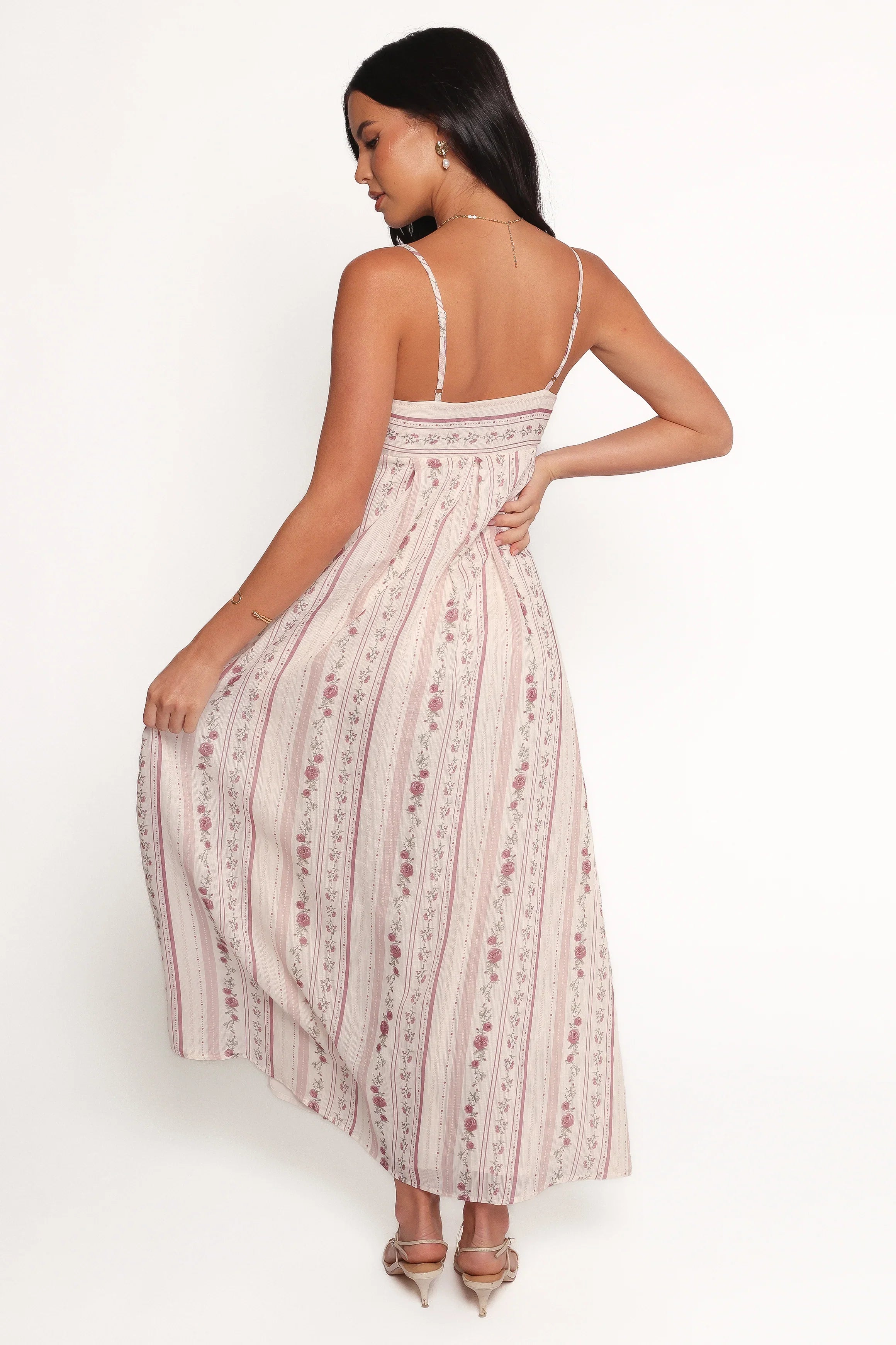 Amaris Maxi Dress Ivory Mauve Floral