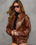Shes It Oversized Leather Bomber Jacket