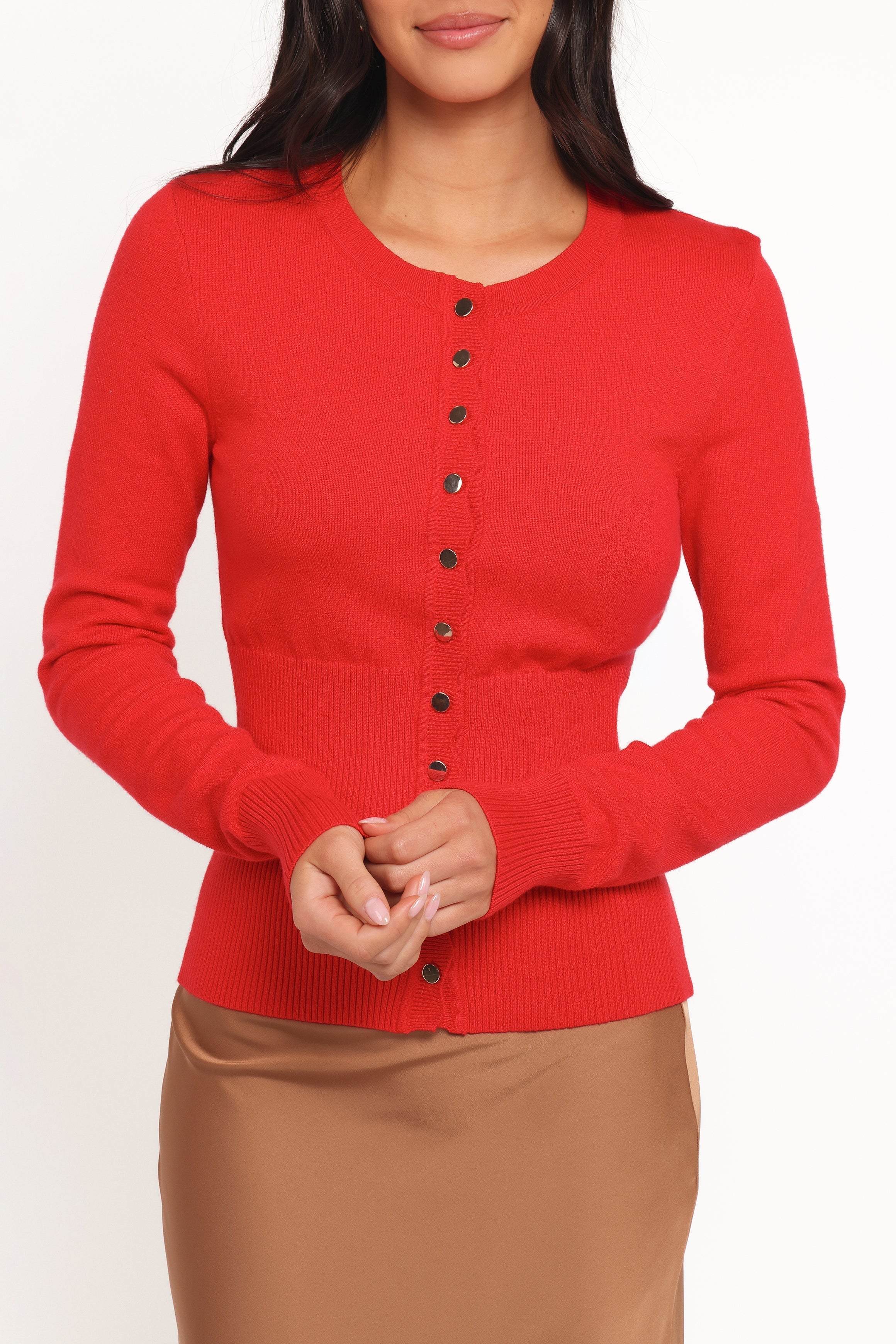 Walsh Scalloped Cardigan Red