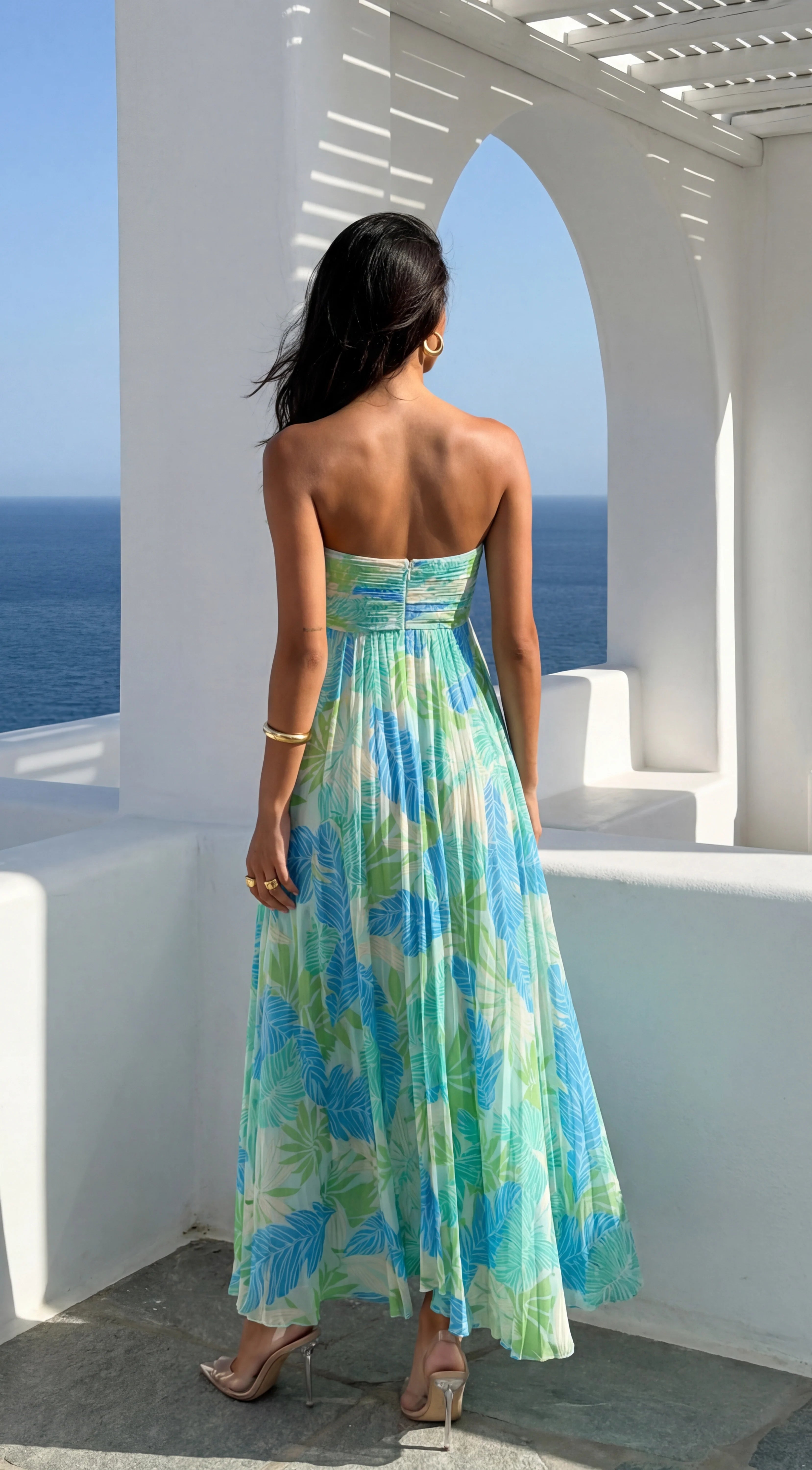 Sola Floral Strapless Maxi Dress Blue Multi