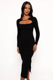 Elissa Long Sleeve Midi Dress Black