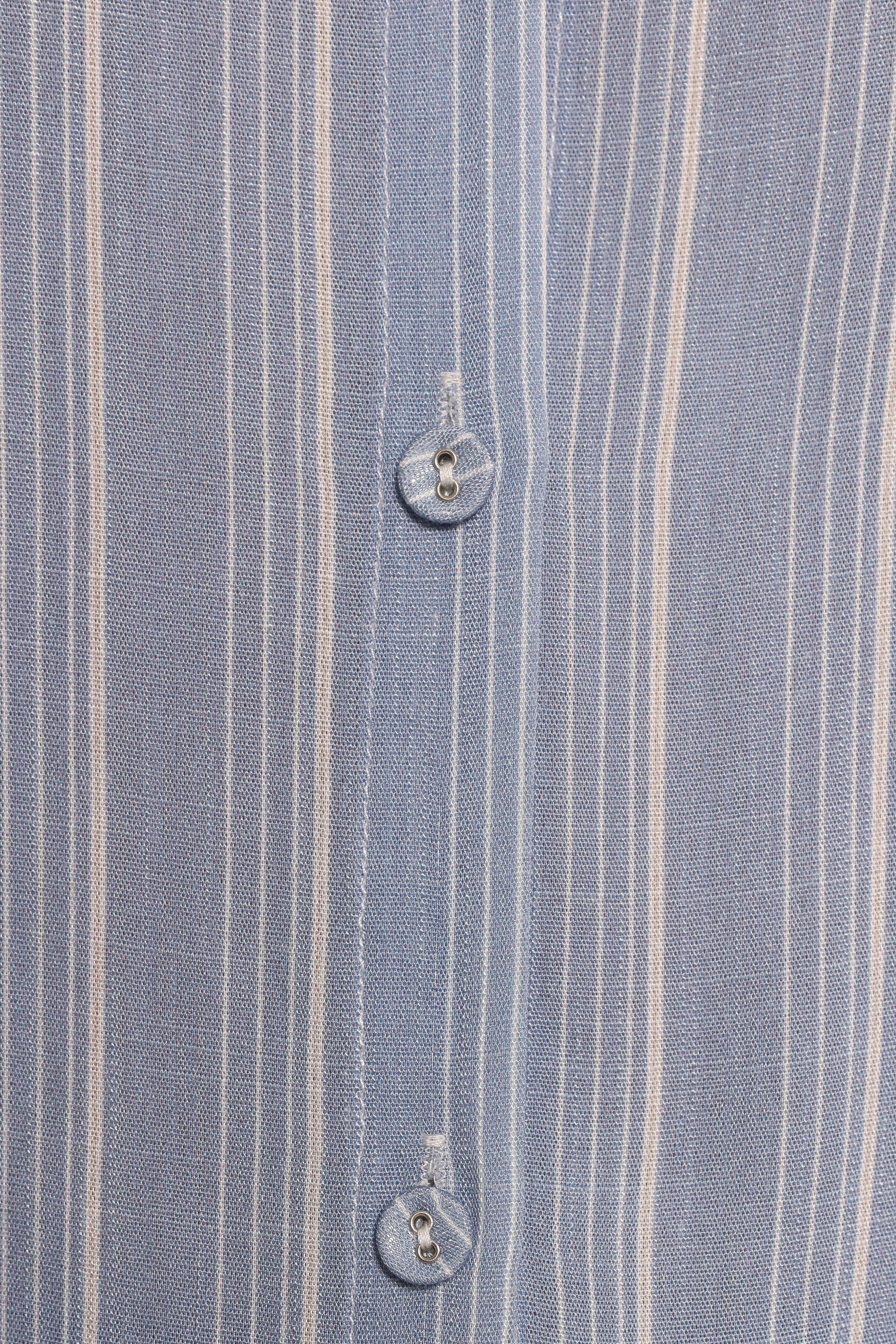 Rixo Button Down Top Blue Stripe