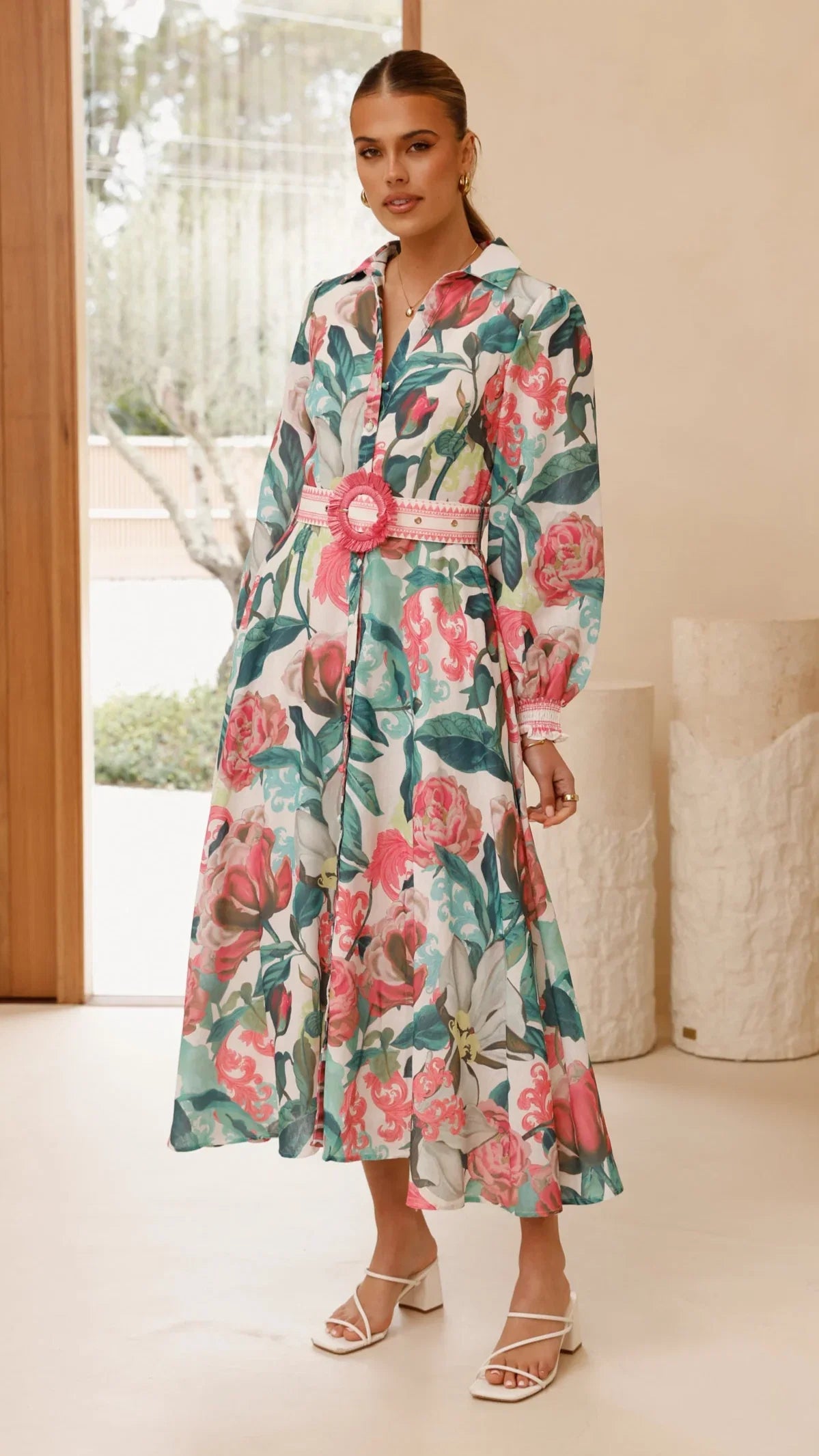 Aida Long Sleeve Maxi Dress Spritz Pink