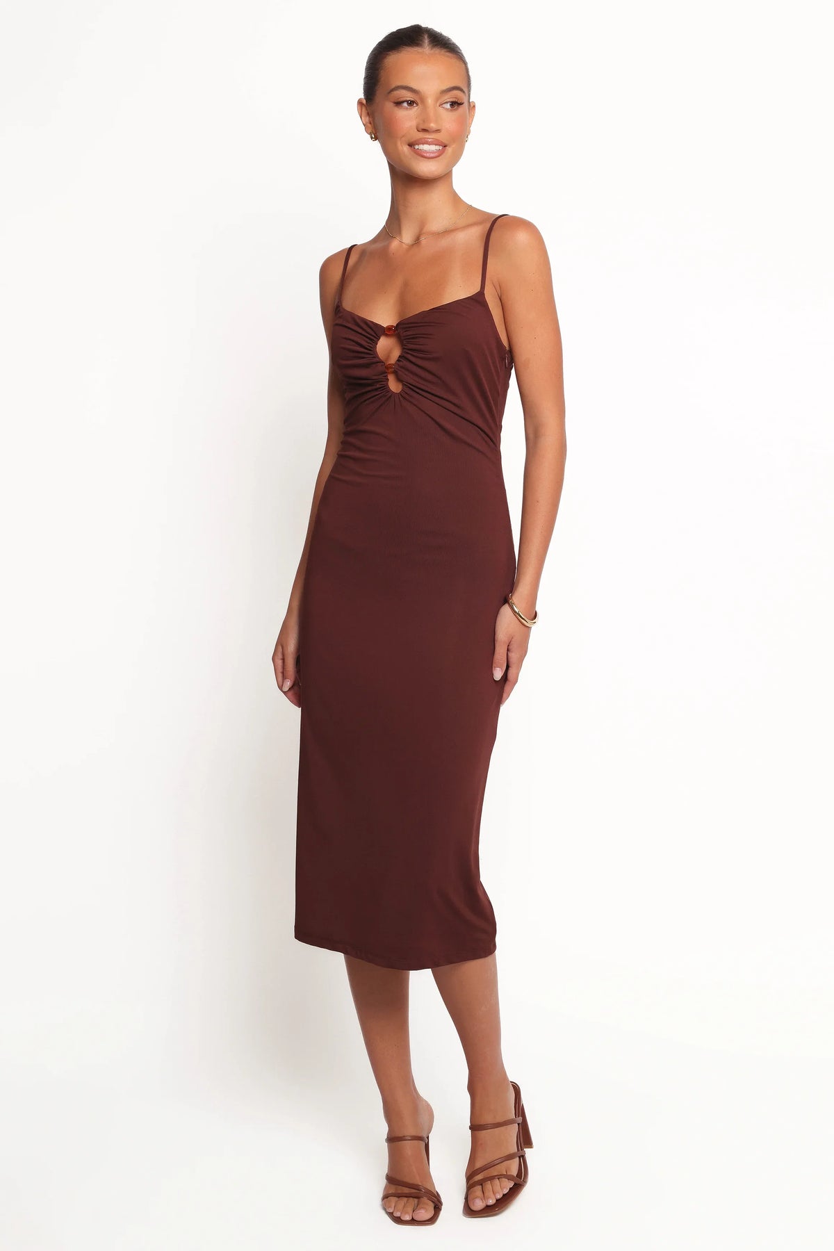 Ashy Midi Dress Brown
