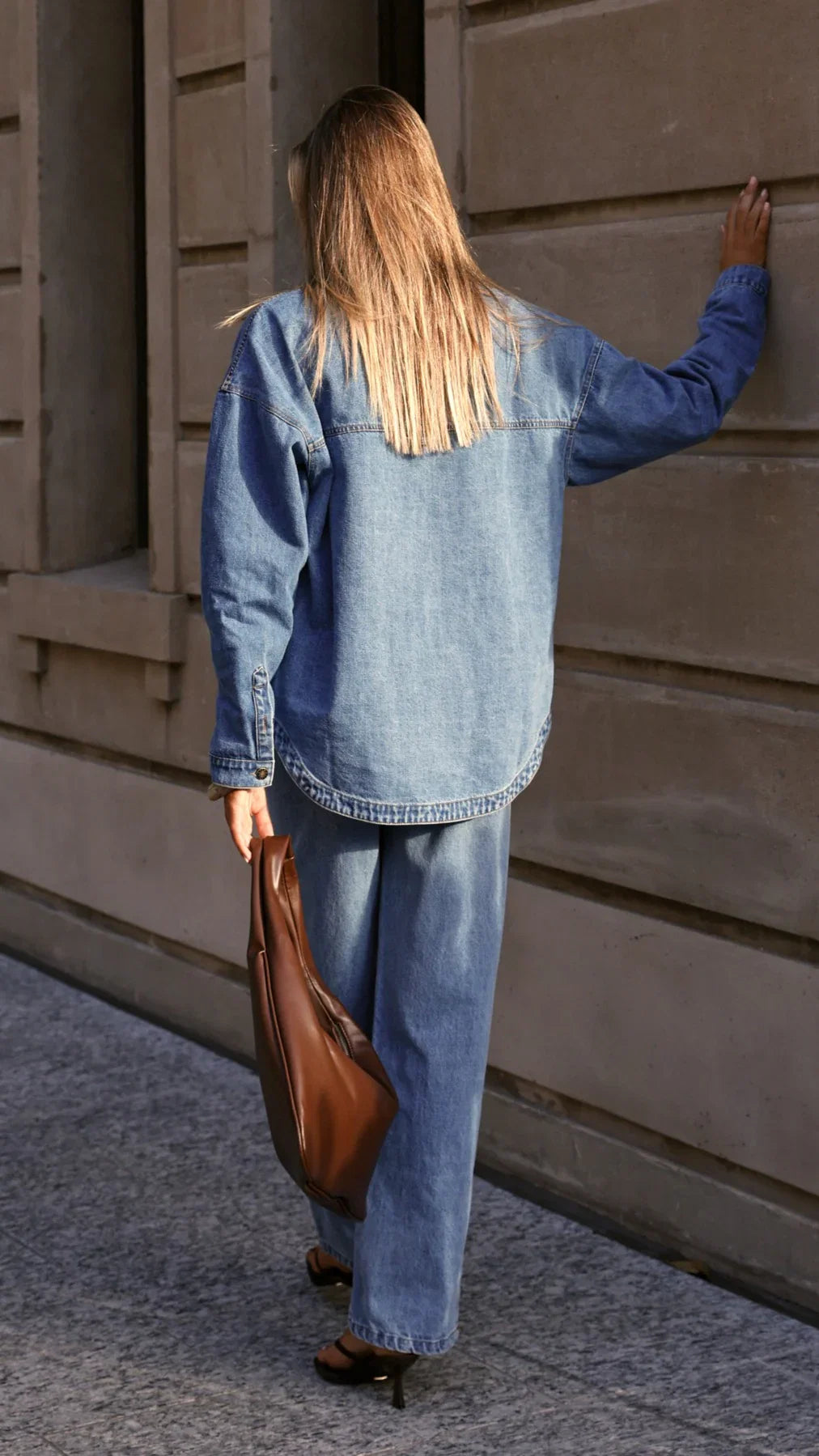 Zaeli Denim Oversized Shirt Mid Blue