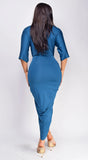 Zelia Venetian Midi Dress Teal Blue