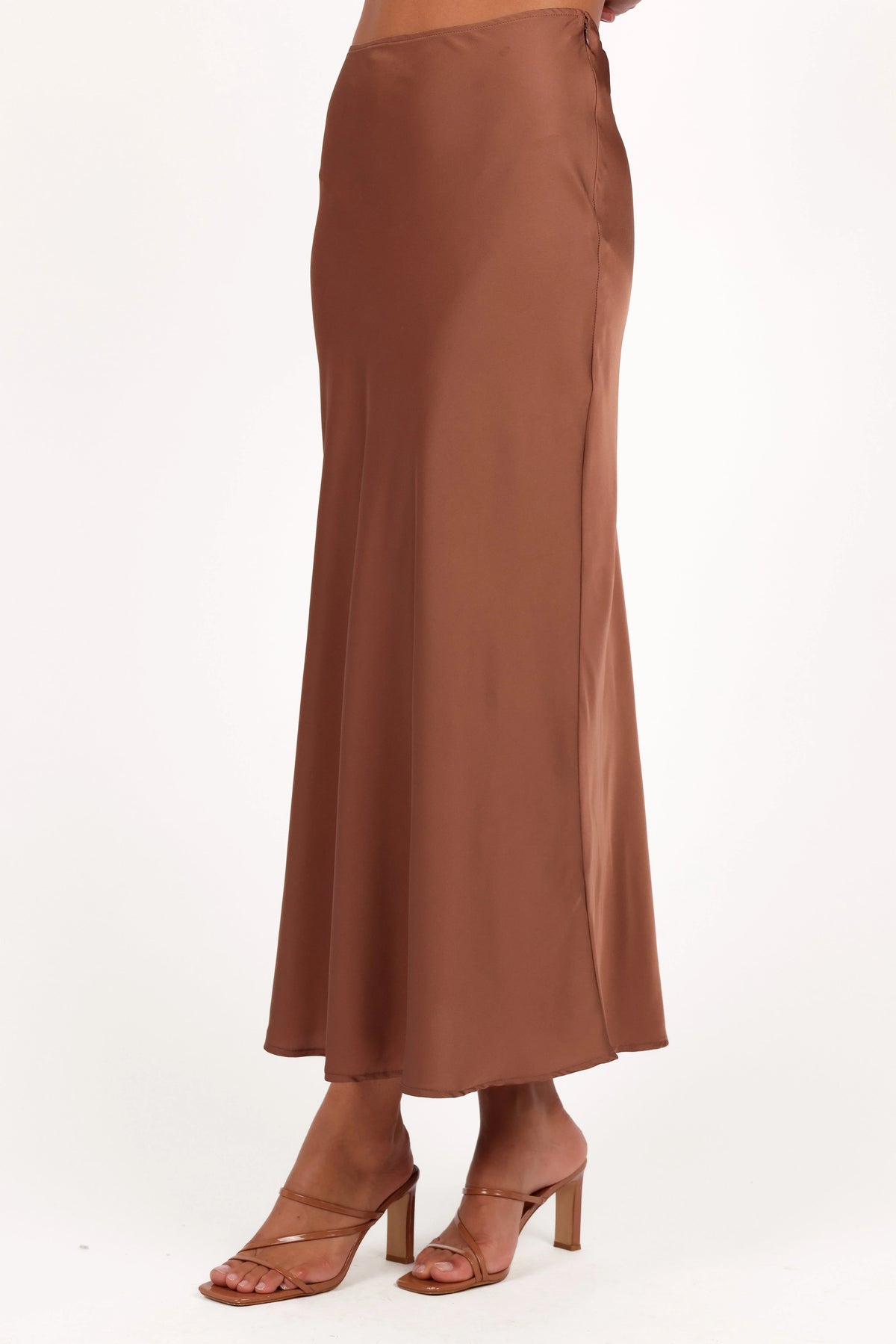 Nellie Satin Midi Skirt Banksia Brown