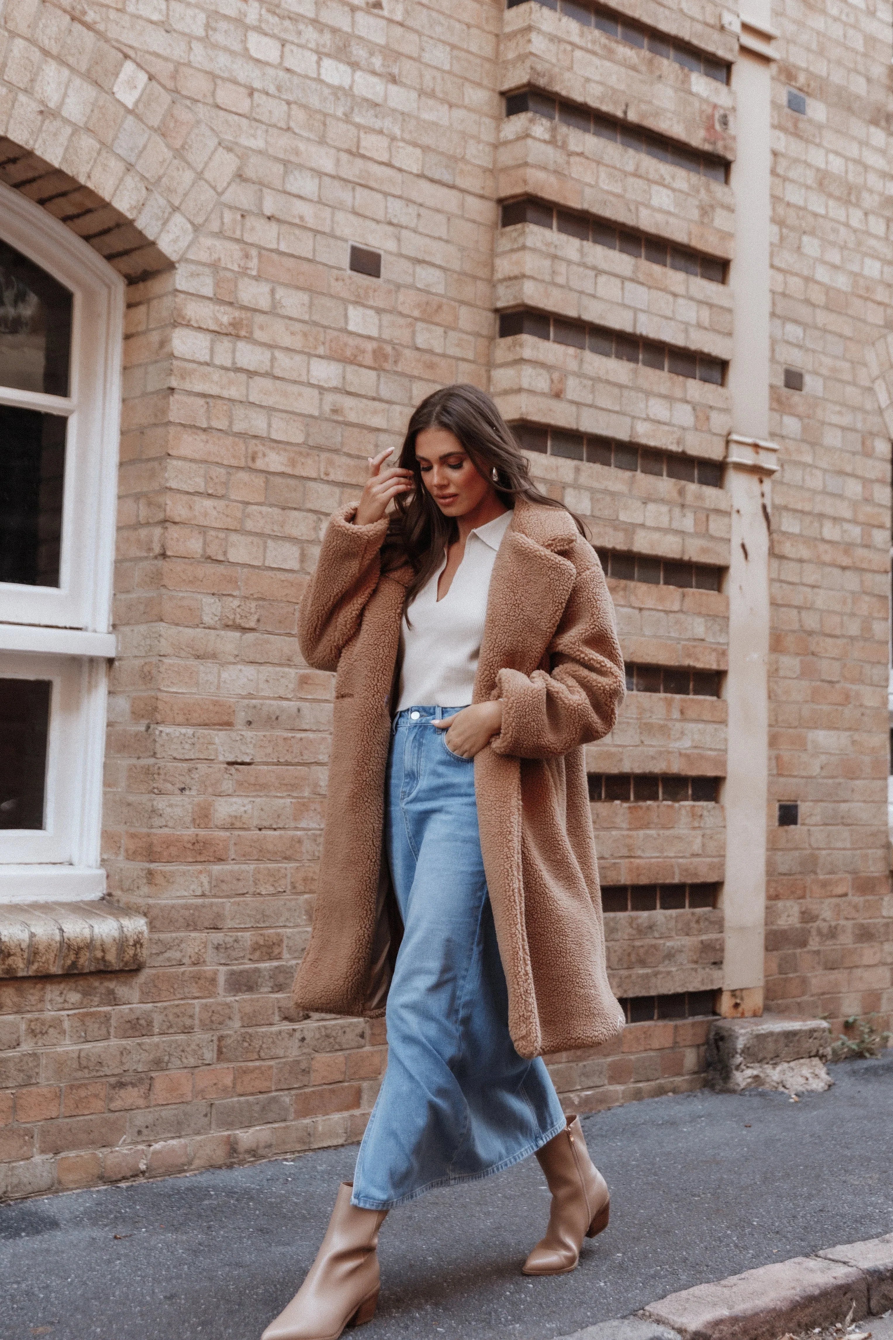 Beatrice Faux Fur Coat Camel