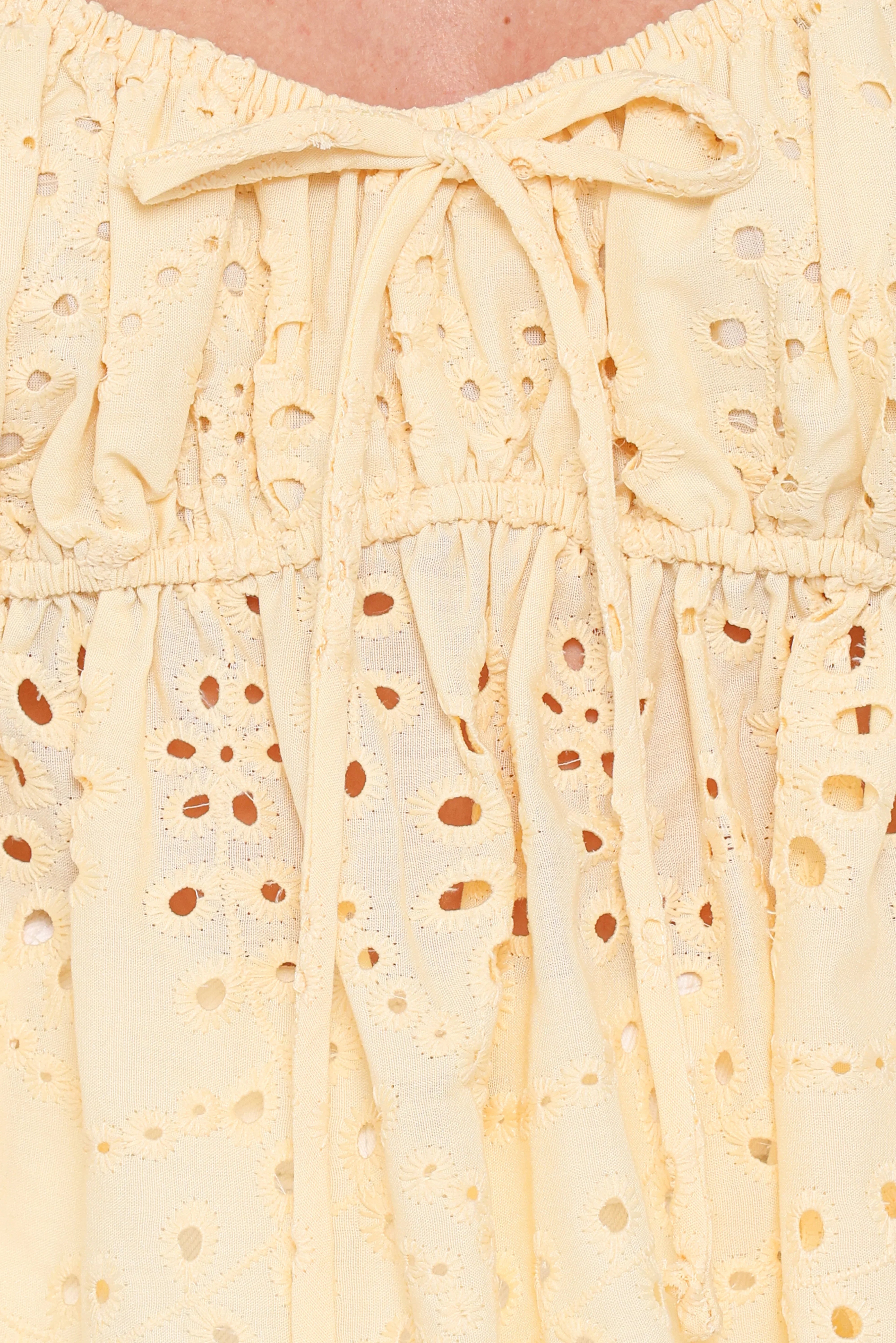 Regina Eyelet Ruffle Top Butter Yellow