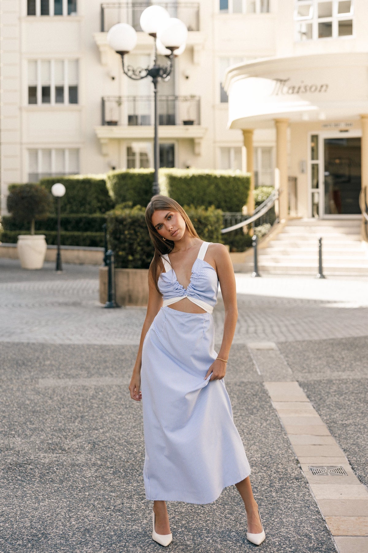 Bailee Maxi Dress Blue Stripe