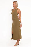 Aspen Button Up Knit Dress Olive