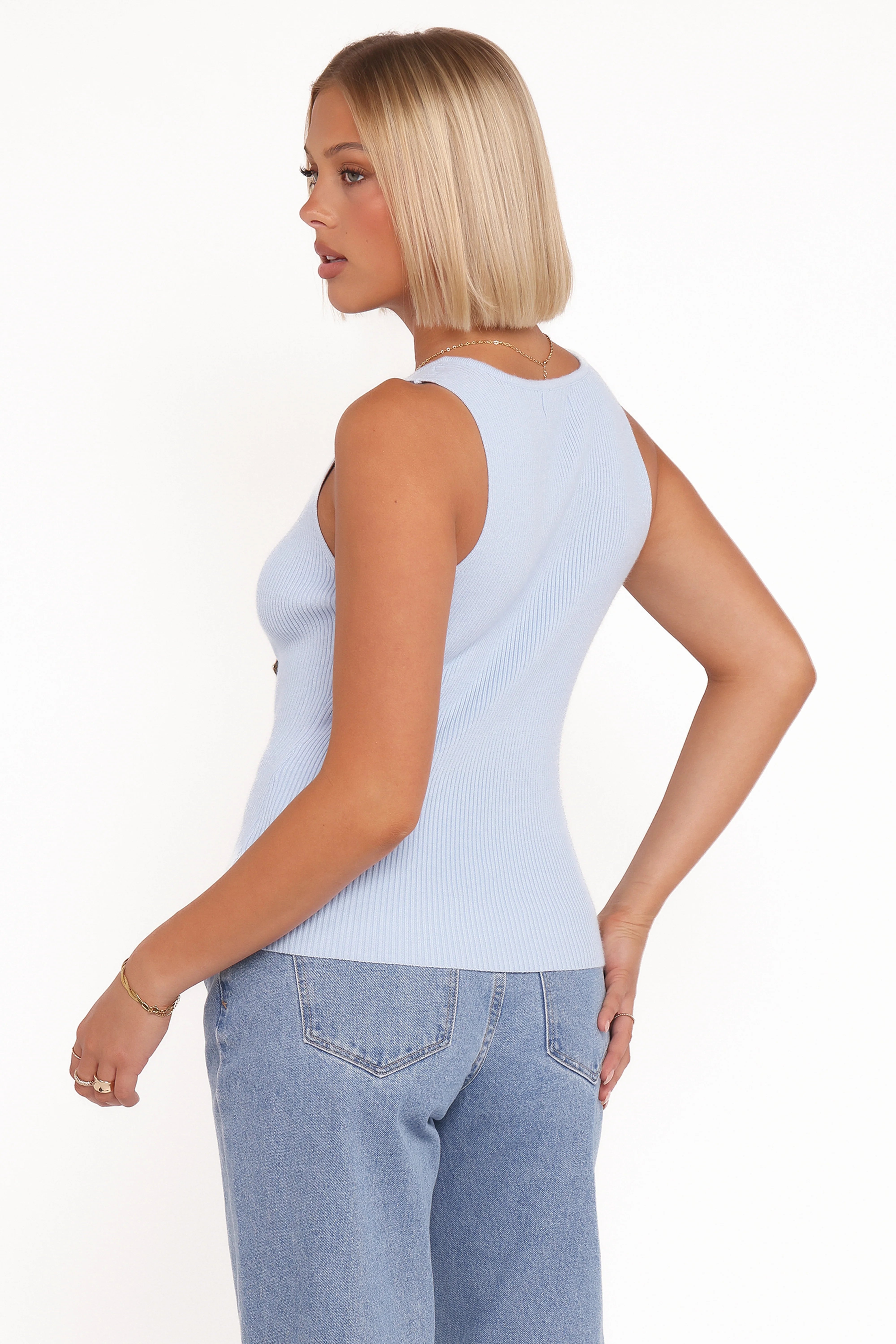 Lysa Knit Vest Top Blue