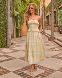 Misty Aura Plaid Ruffle Strapless Top