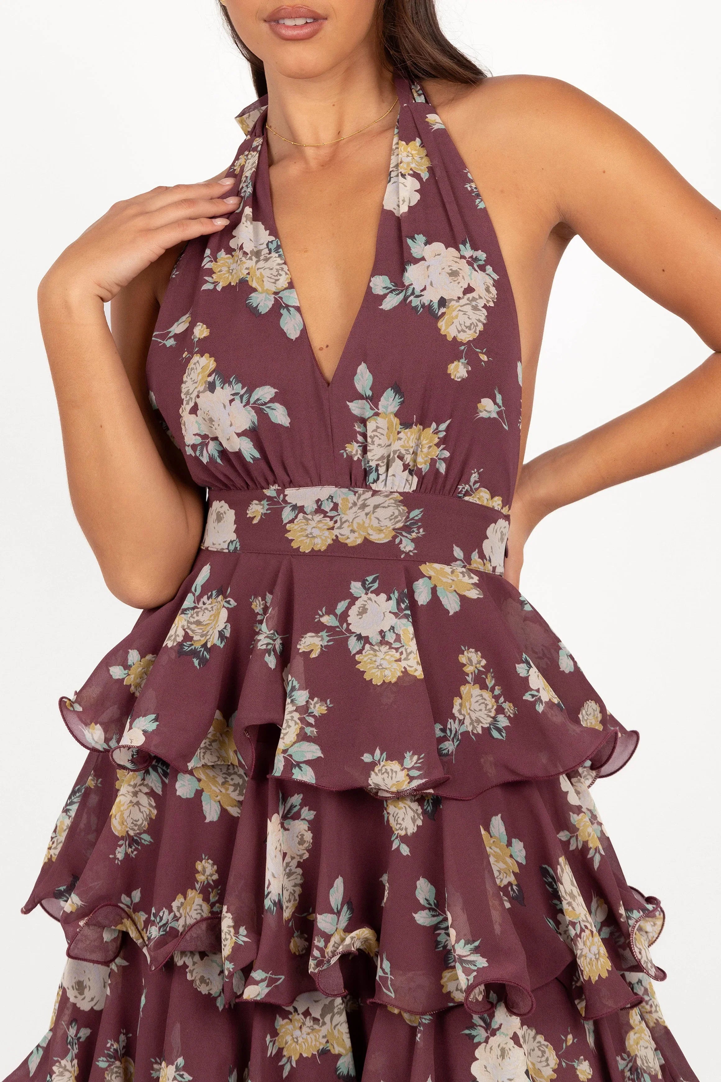 Kendall Maxi Halterneck Dress Dark Wine