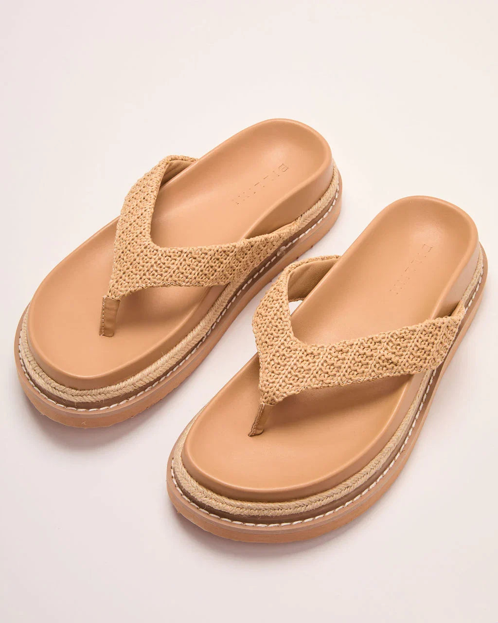 Beach Muse Raffia Thong Platform Sandals